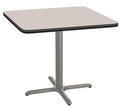 National Public Seating NPS 36" Square Cafe Table with X Base, 30" Height, Particleboard Core/T-Mold, Grey Nebula Top, Grey Frame