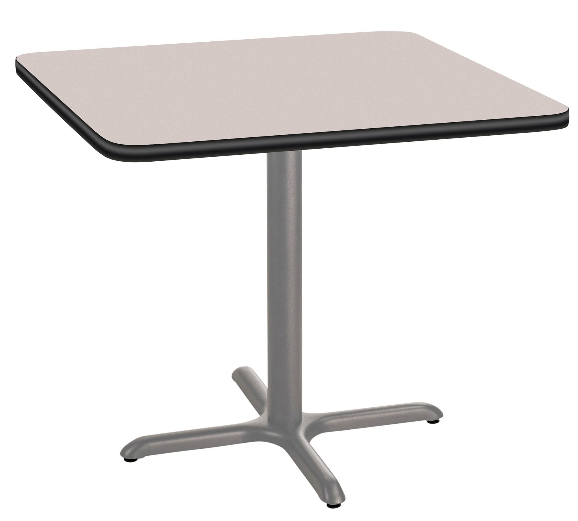 National Public Seating NPS 36" Square Cafe Table with X Base, 30" Height, Particleboard Core/T-Mold, Grey Nebula Top, Grey Frame
