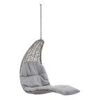 Modway Landscape Wicker Rattan Outdoor Patio Porch Chaise Lounge Hanging Swing Chair, Light Gray Gray