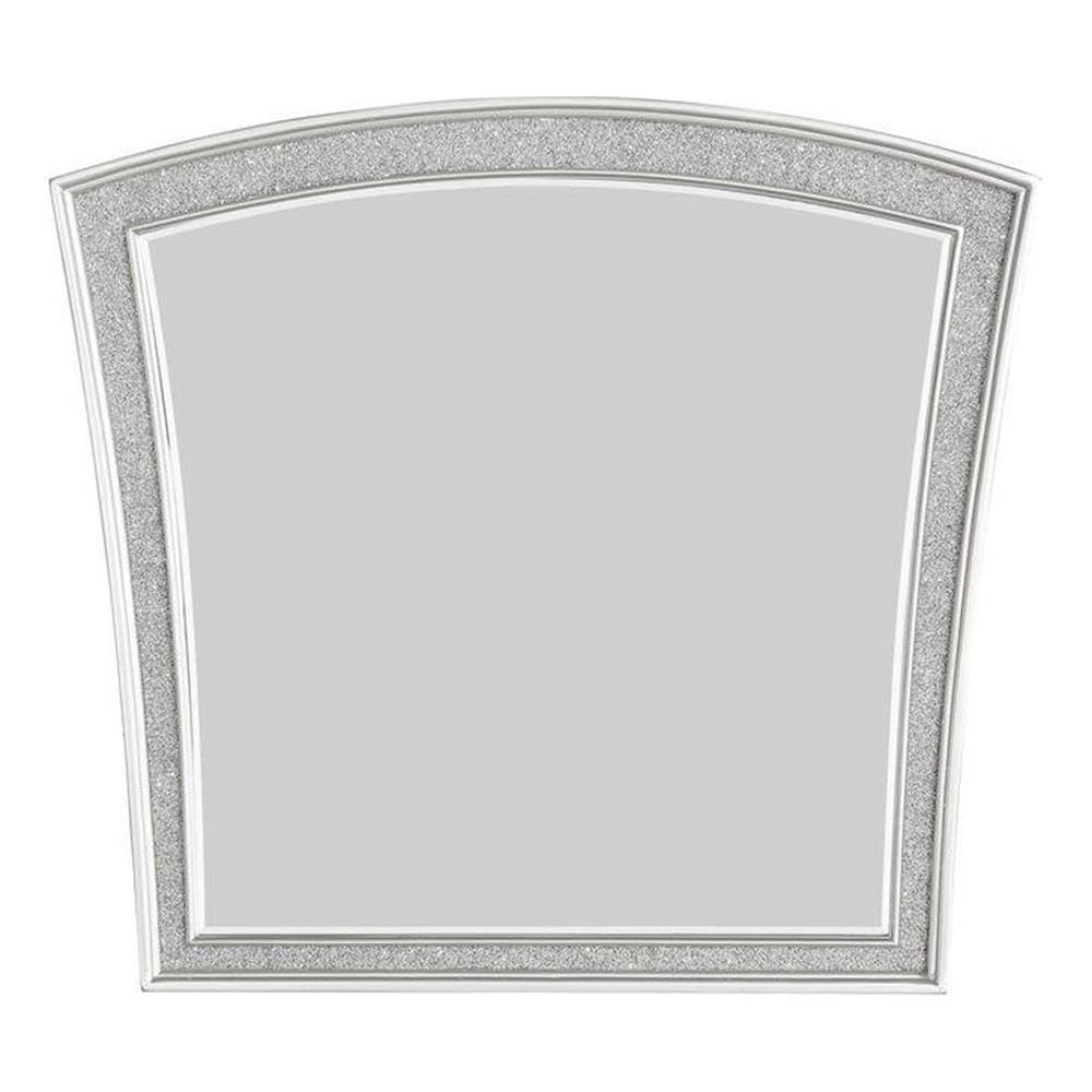 Acme Maverick Wooden Mirror In White Platinum