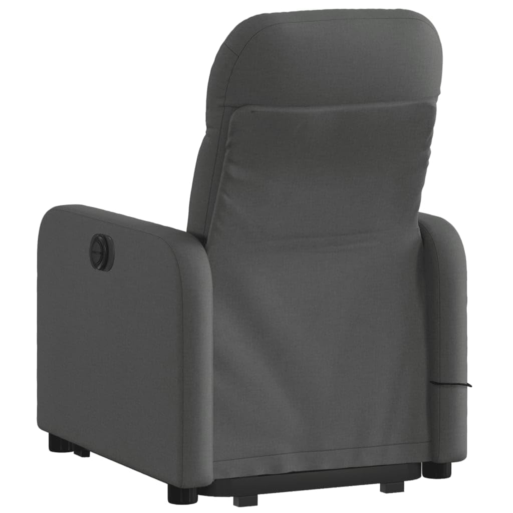 vidaXL Electric Power Lift Massage Recliner Chair - Dark Gray Fabric, Stand Up Assistance, Vibration Massage, Electric Reclining, Comfortable Padding