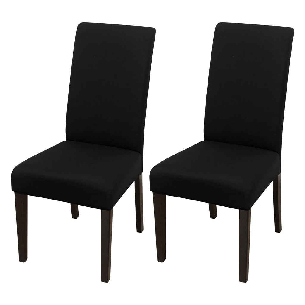 Jqinhome Dining Chair Covers Dining Room Chair Slipcovers, 2 Pack High Stretch Removable Washable Parsons Chair Slipcover For Home Party Hotel Wedding Ceremony (Black)