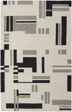 HomeRoots 514402 8 x 10 ft. Ivory & Taupe Wool Abstract Hand Tufted Handmade Rectangle Area Rug, Rectangular