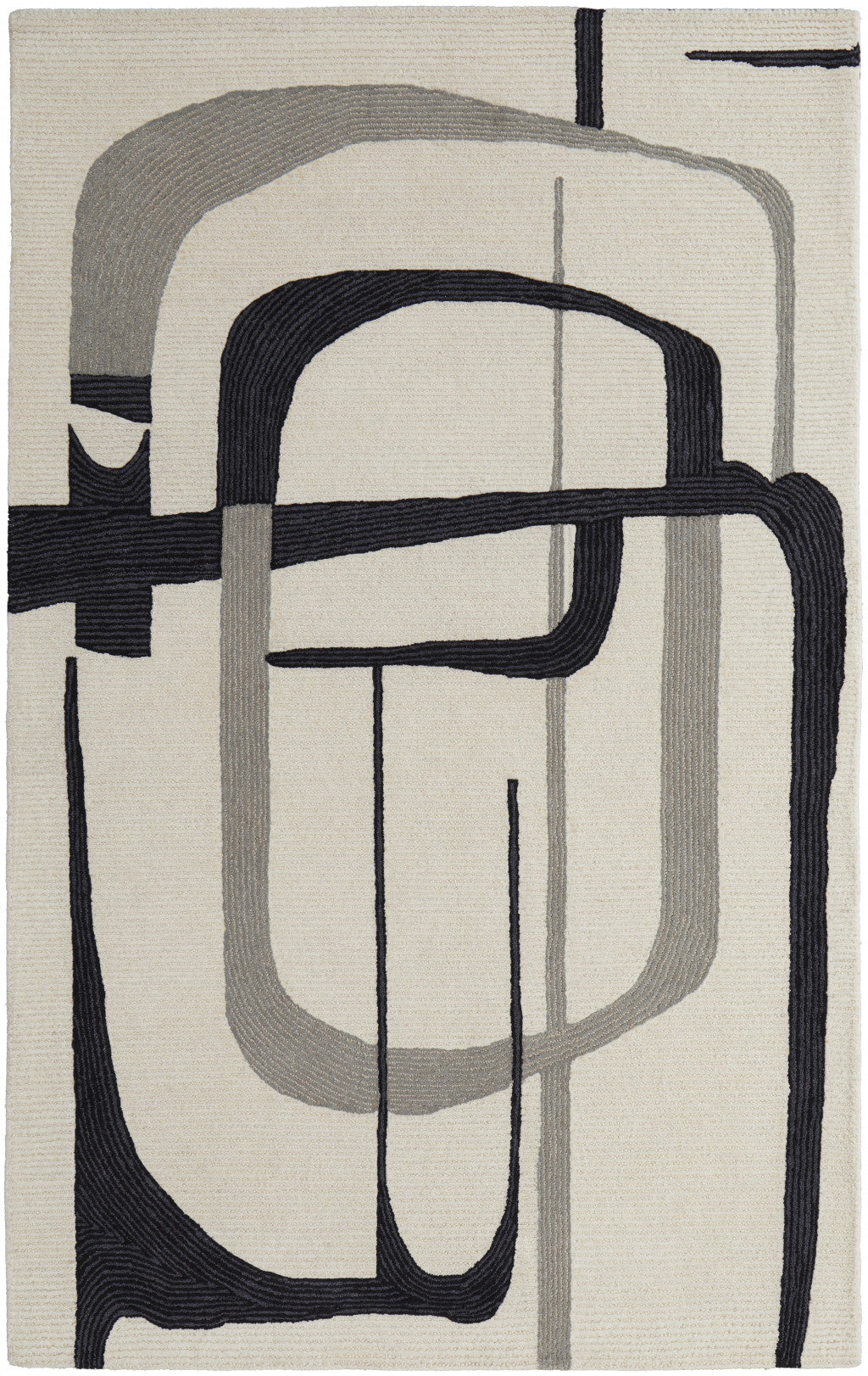 HomeRoots 514417 9 x 12 ft. Ivory Gray & Black Wool Abstract Hand Tufted Handmade Rectangle Area Rug