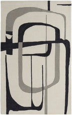 HomeRoots 514417 9 x 12 ft. Ivory Gray & Black Wool Abstract Hand Tufted Handmade Rectangle Area Rug