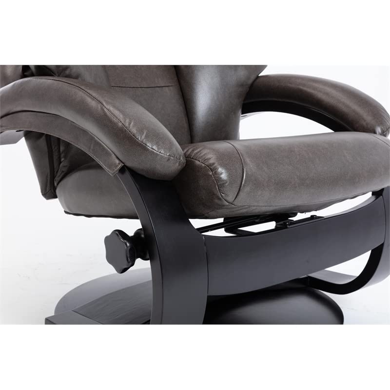 Relax-R Montreal Recliner and Ottoman in Black Pepper Air Leather