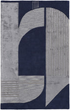 HomeRoots 514592 8 x 10 ft. Blue & Silver Wool Geometric Hand Tufted Handmade Rectangle Area Rug