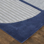 HomeRoots 514593 9 x 12 ft. Blue & Silver Wool Geometric Hand Tufted Handmade Rectangle Area Rug