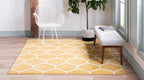 Unique Loom Trellis Frieze Collection Area Rug - Rounded (3' Square, Yellow/ Ivory)