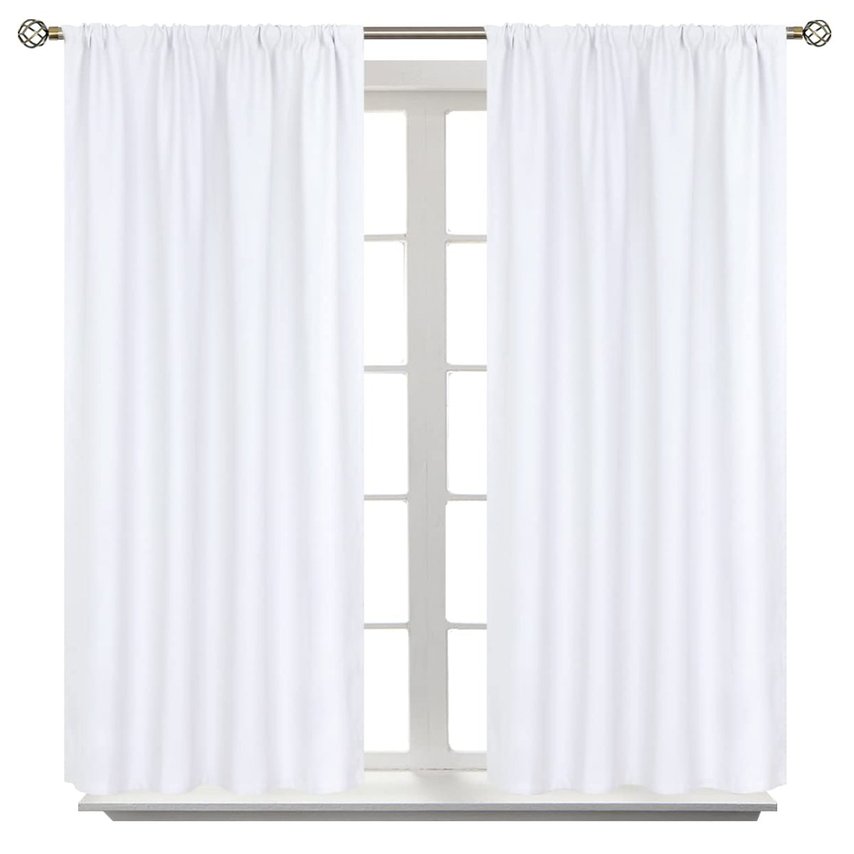 Bgment Short White Curtains 45 Inches Length - Privacy Protection Rod Pocket Window Treatment Curtain For Kithchen Cafe Bathroom