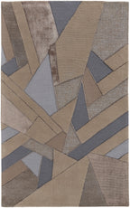 HomeRoots 514601 10 x 14 ft. Tan Brown & Blue Wool Geometric Hand Tufted Handmade Rectangle Area Rug