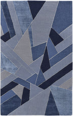 HomeRoots 514607 9 x 12 ft. Blue & Silver Wool Geometric Hand Tufted Handmade Rectangle Area Rug