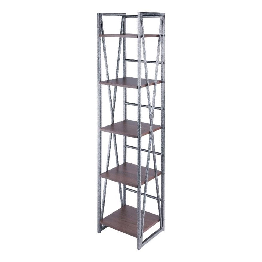 Winsome Wood Isa 5-Tier Shelf, Graphite and Walnut