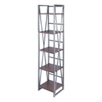 Winsome Wood Isa 5-Tier Shelf, Graphite and Walnut