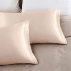Aormenzy Beige Satin Pillowcase For Hair And Skin, Satin Pillow Cases For Women Standard Size Set Of 2 With Envelope Closure Sil