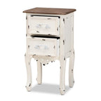Baxton Studio Levron Classic and Traditional Two-Tone Walnut Brown and Antique White Finished Wood 2-Drawer Nightstand