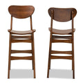 Baxton Studio Katya Mid-Century Modern Walnut Brown Finished Wood 2-Piece Bar Stool Set