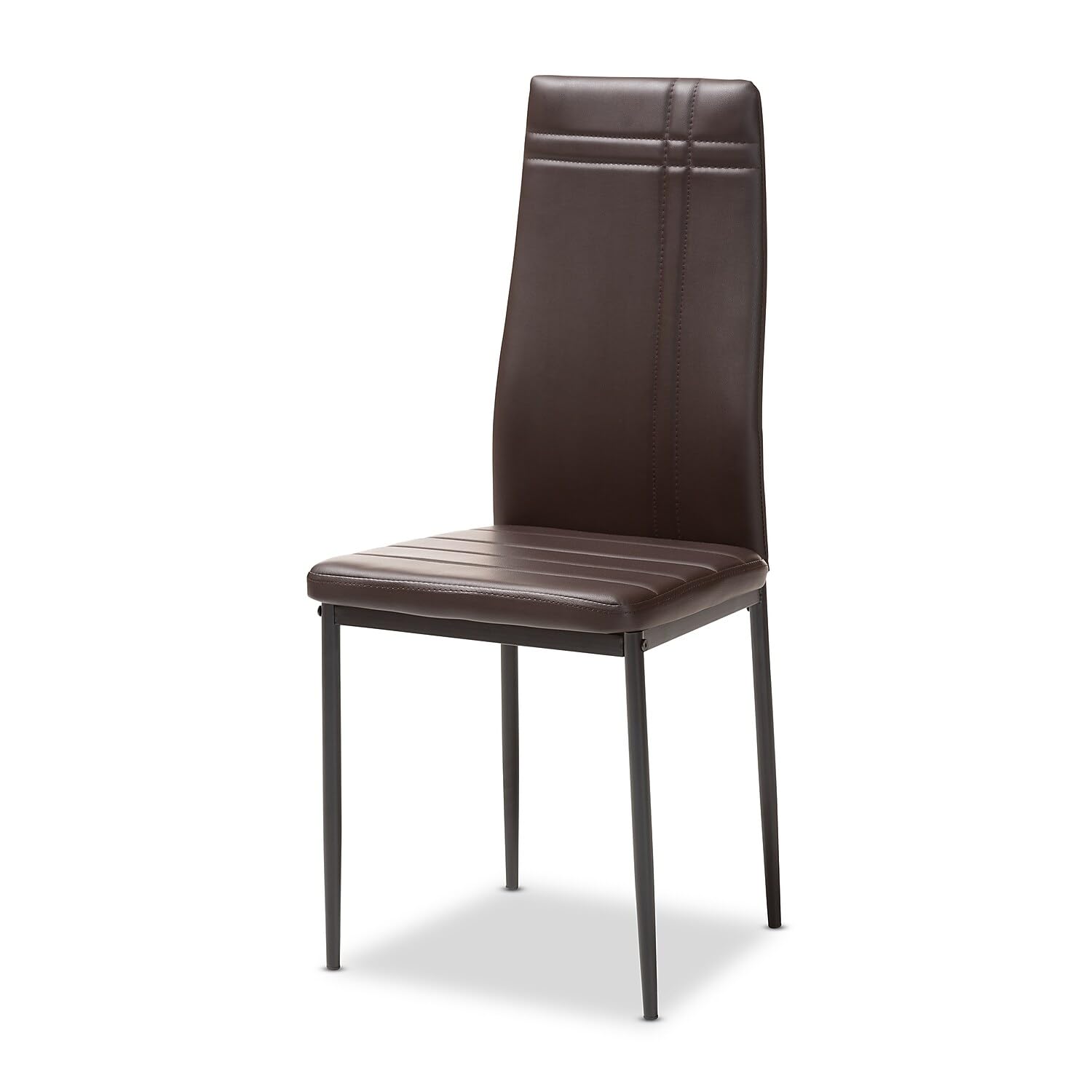 Baxton Studio Curved Faux Leather Upholstered Dining Chair - Thumbnail 2