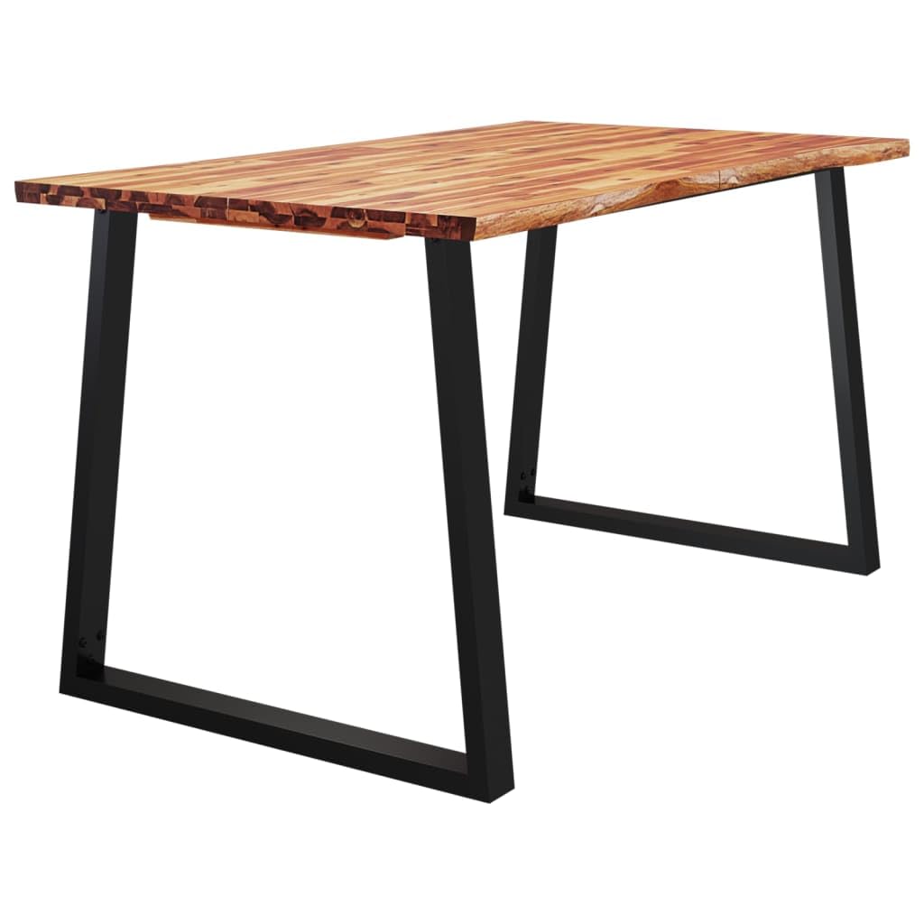 vidaXL Dining Table with Live Edge - Brown Acacia Wood with U-Shaped Steel Legs, Industrial Style, Ideal for Kitchen, Dining Room - 55.1x31.5x29.5