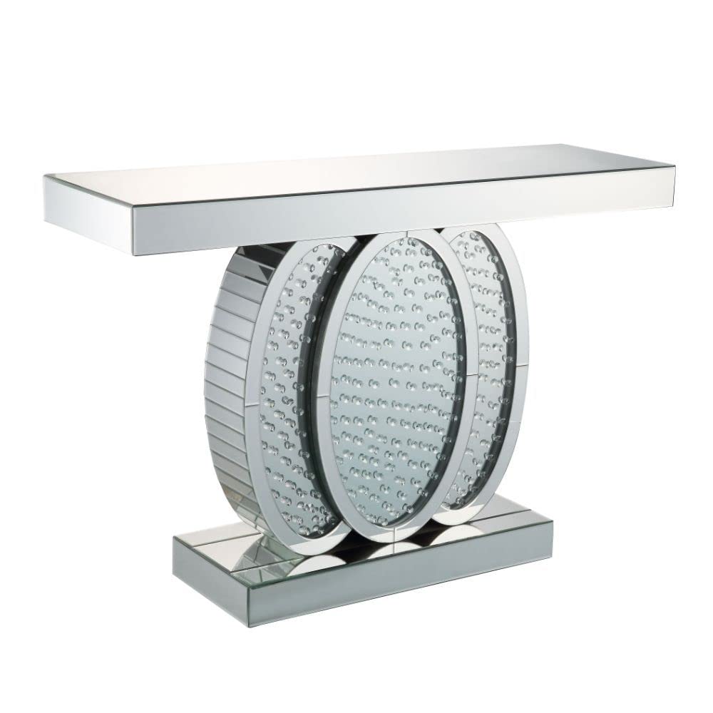 Acme Nysa 47 Glass Top Mirrored Console Table