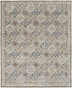 HomeRoots 514800 8 x 10 ft. Taupe Ivory & Red Wool Patchwork Hand Tufted Handmade Stain Resistant Rectangle Area Rug