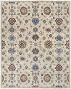 HomeRoots 514818 8 x 10 ft. Ivory Blue & Tan Wool Floral Hand Tufted Handmade Stain Resistant Rectangle Area Rug