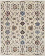 HomeRoots 514819 9 x 12 ft. Ivory Blue & Tan Wool Floral Hand Tufted Handmade Stain Resistant Rectangle Area Rug