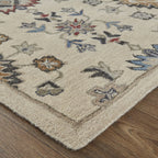 HomeRoots 514819 9 x 12 ft. Ivory Blue & Tan Wool Floral Hand Tufted Handmade Stain Resistant Rectangle Area Rug