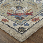 HomeRoots 514824 8 x 10 ft. Ivory Taupe & Blue Wool Floral Hand Tufted Handmade Stain Resistant Rectangle Area Rug
