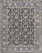 HomeRoots 514830 8 x 10 ft. Taupe Blue & Ivory Wool Floral Hand Tufted Handmade Stain Resistant Rectangle Area Rug