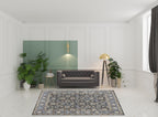 HomeRoots 514830 8 x 10 ft. Taupe Blue & Ivory Wool Floral Hand Tufted Handmade Stain Resistant Rectangle Area Rug