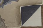 HomeRoots 514866 10 x 14 ft. Tan Brown & Blue Wool Abstract Hand Tufted Handmade Rectangle Area Rug