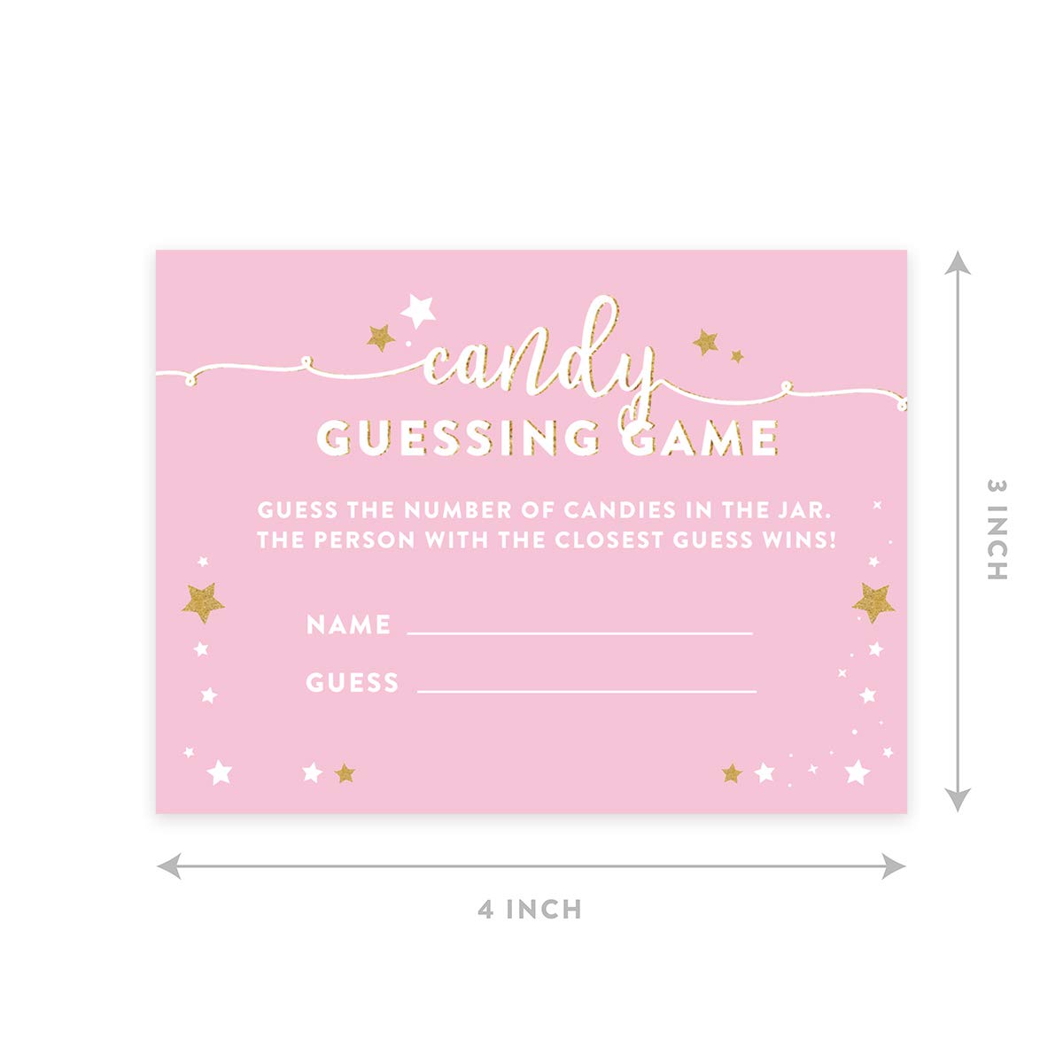 Andaz Press Twinkle Twinkle Little Star Pink Baby Shower Collection, Candy Guessing Game Cards, 30-Pack, Games Activities And De