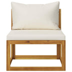 vidaXL Solid Acacia Wood Outdoor Patio Sofa Set with Cushion and Coffee Table, Flexible Lounge Configuration, Cream White