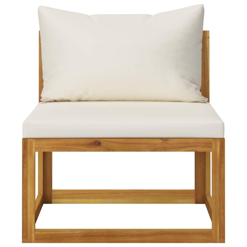 vidaXL Solid Acacia Wood Outdoor Patio Sofa Set with Cushion and Coffee Table, Flexible Lounge Configuration, Cream White