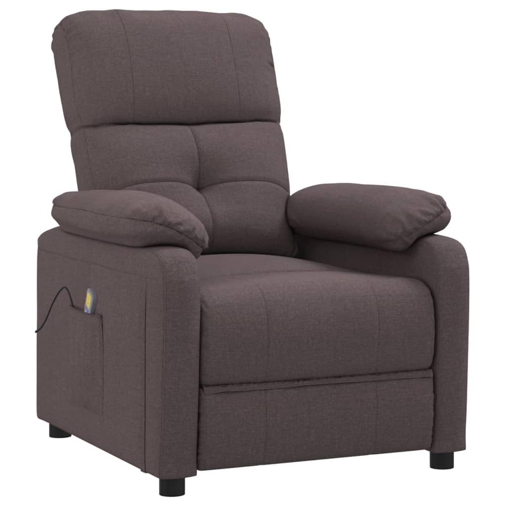 vidaXL Relaxation Massage Recliner Chair - Dark Brown Fabric Upholstery, Adjustable Features, Strong & Durable Construction, Comfortable Padding, Suitable for De-Stressing & Relaxing