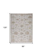 HomeRoots 514972 8 x 10 ft. Ivory & Orange Floral Hand Knotted Stain Resistant Rectangle Area Rug