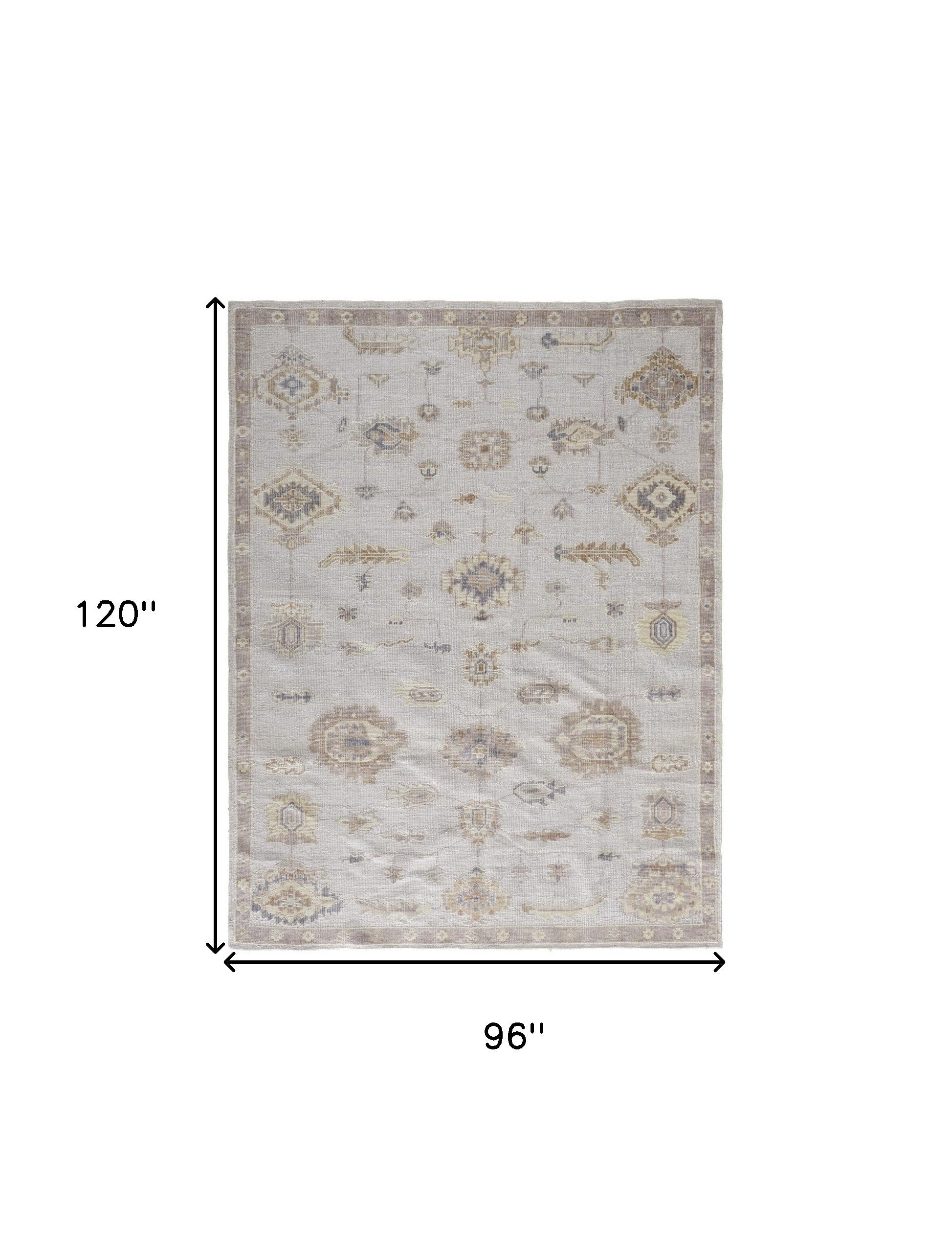HomeRoots 514972 8 x 10 ft. Ivory & Orange Floral Hand Knotted Stain Resistant Rectangle Area Rug