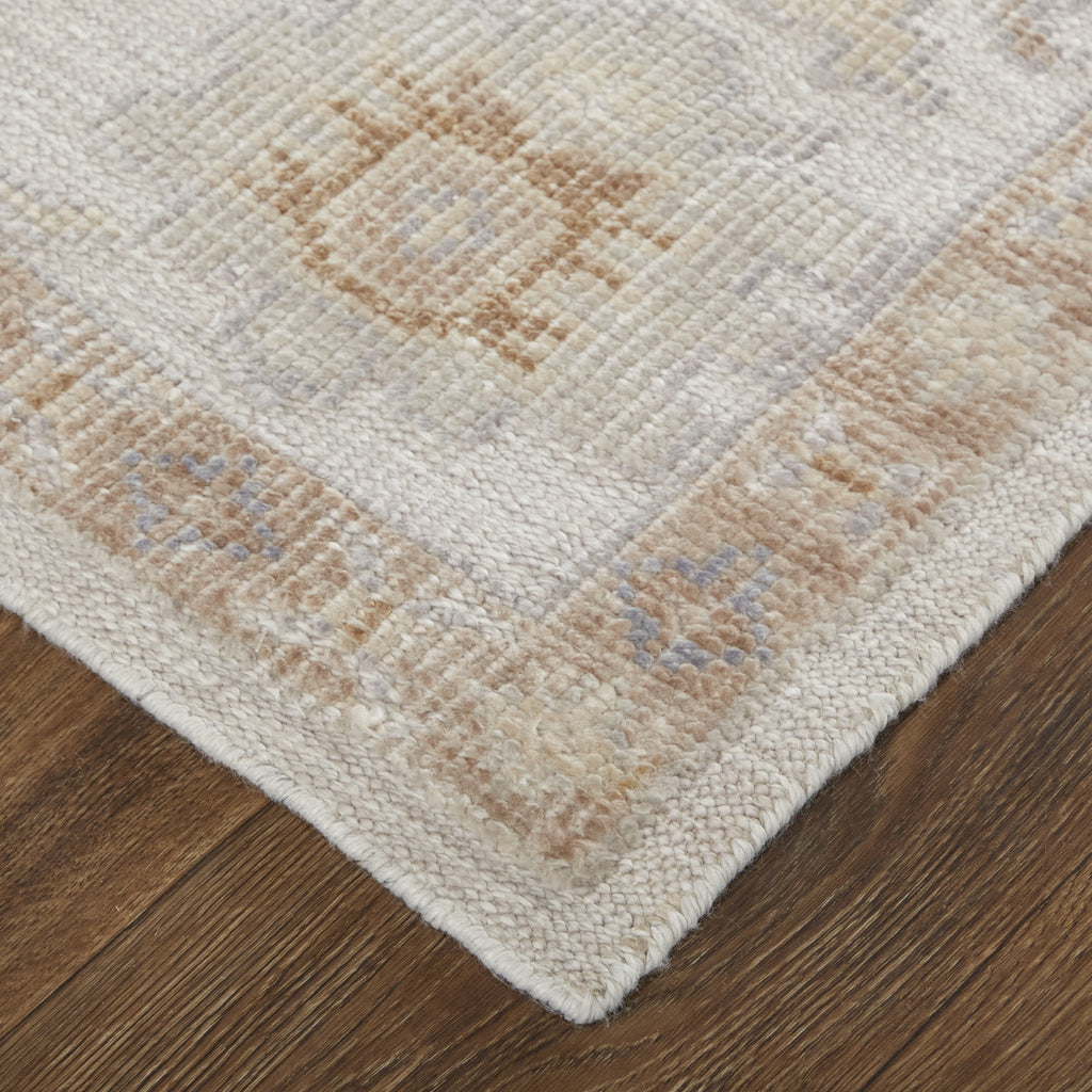HomeRoots 514973 9 x 12 ft. Ivory & Orange Floral Hand Knotted Stain Resistant Rectangle Area Rug