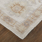 HomeRoots 514973 9 x 12 ft. Ivory & Orange Floral Hand Knotted Stain Resistant Rectangle Area Rug
