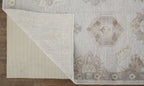 HomeRoots 514986 8 x 10 ft. Ivory Silver & Tan Floral Hand Knotted Stain Resistant Rectangle Area Rug