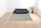 HomeRoots 514987 9 x 12 ft. Ivory Silver & Tan Floral Hand Knotted Stain Resistant Rectangle Area Rug