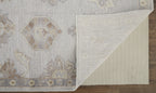 HomeRoots 514987 9 x 12 ft. Ivory Silver & Tan Floral Hand Knotted Stain Resistant Rectangle Area Rug