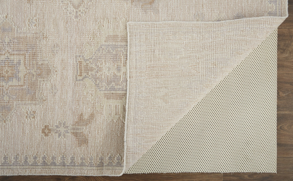 HomeRoots 514993 8 x 10 ft. Tan & Brown Floral Hand Knotted Stain Resistant Rectangle Area Rug