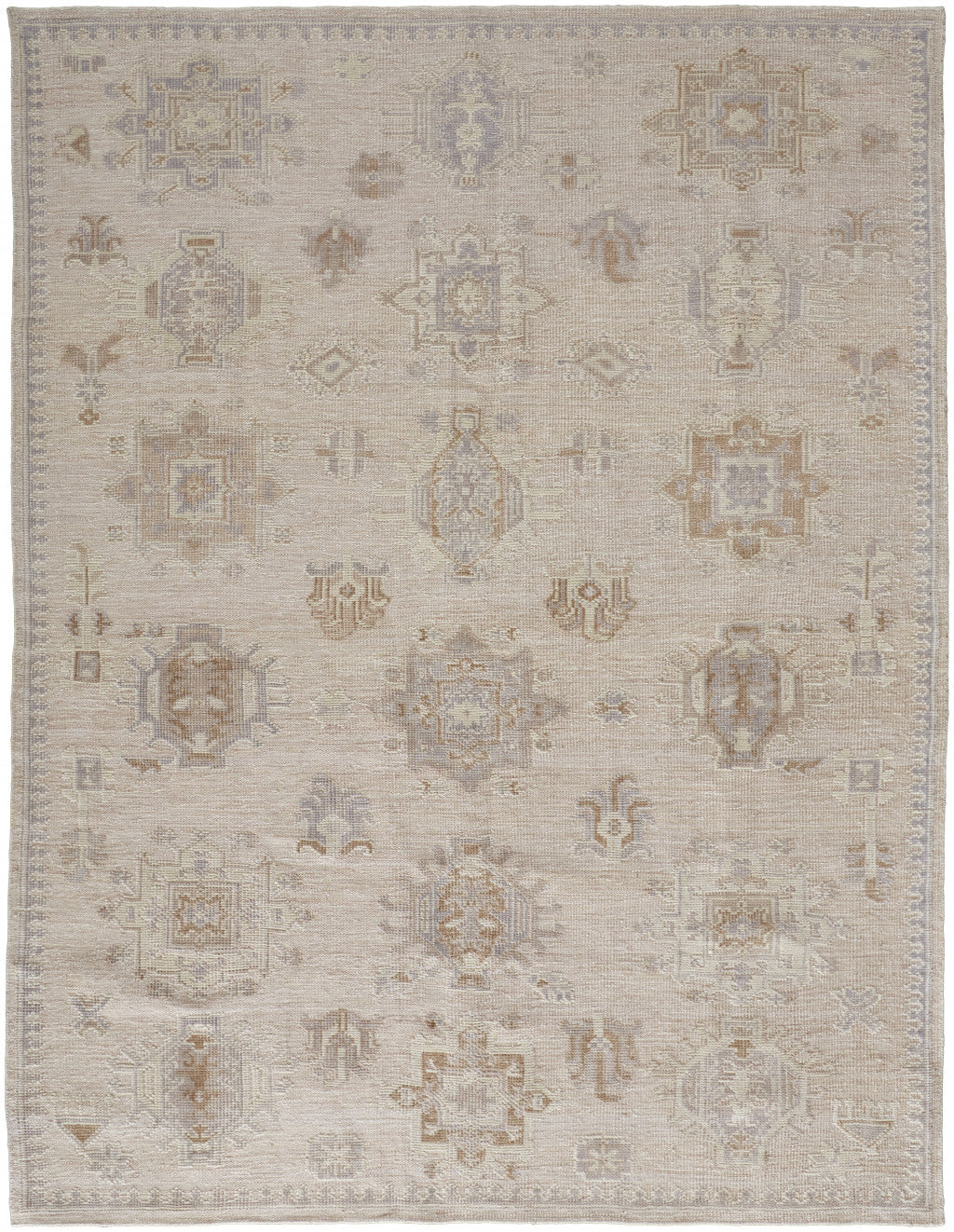 HomeRoots 514994 9 x 12 ft. Tan & Brown Floral Hand Knotted Stain Resistant Rectangle Area Rug