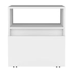 Nightstand 20" H, with 1 Open Shelf, 1 Drawer and Casters, White