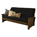 Kodiak Furniture Washington Queen Size Futon Frame and Mattress Set - Wood Futon Frame with Mattress Included in Suede Black Color