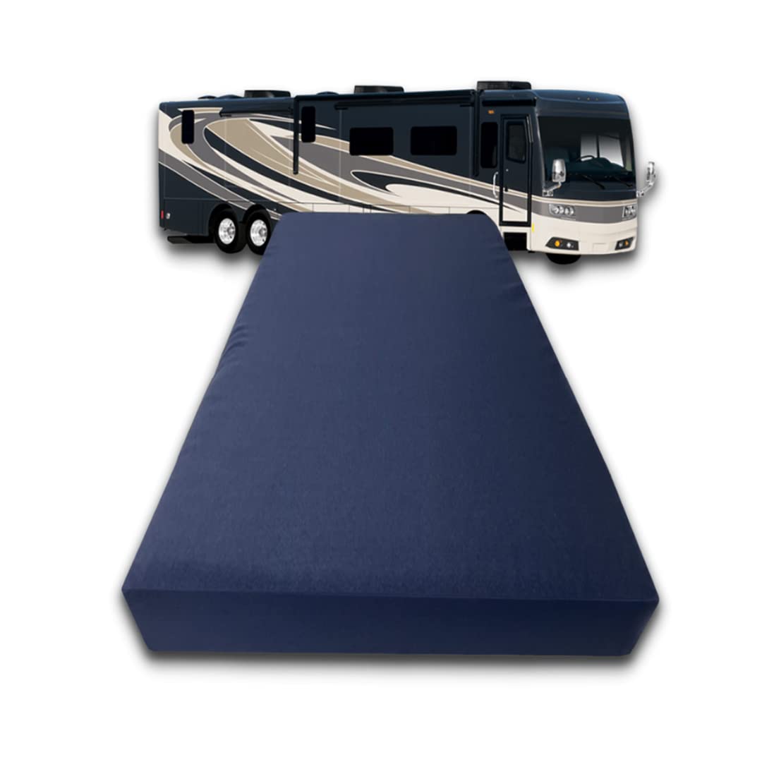 Foamrush 6-Inch Bunk (28' X 75') Gel Memory Foam Rv Mattress Replacement With Canvas Navy Cover, Medium Firm, Made In Usa, Cam