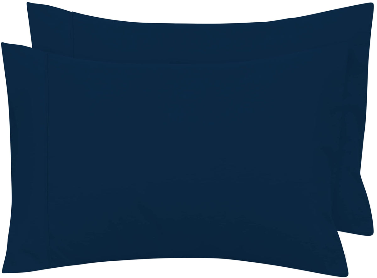 Royale Linens Queen Pillowcase Set Of 2 - Bed Pillow Cover - 20' X 30' - Navy Pillowcases - 1800 Brushed Microfiber, Wrinkle &