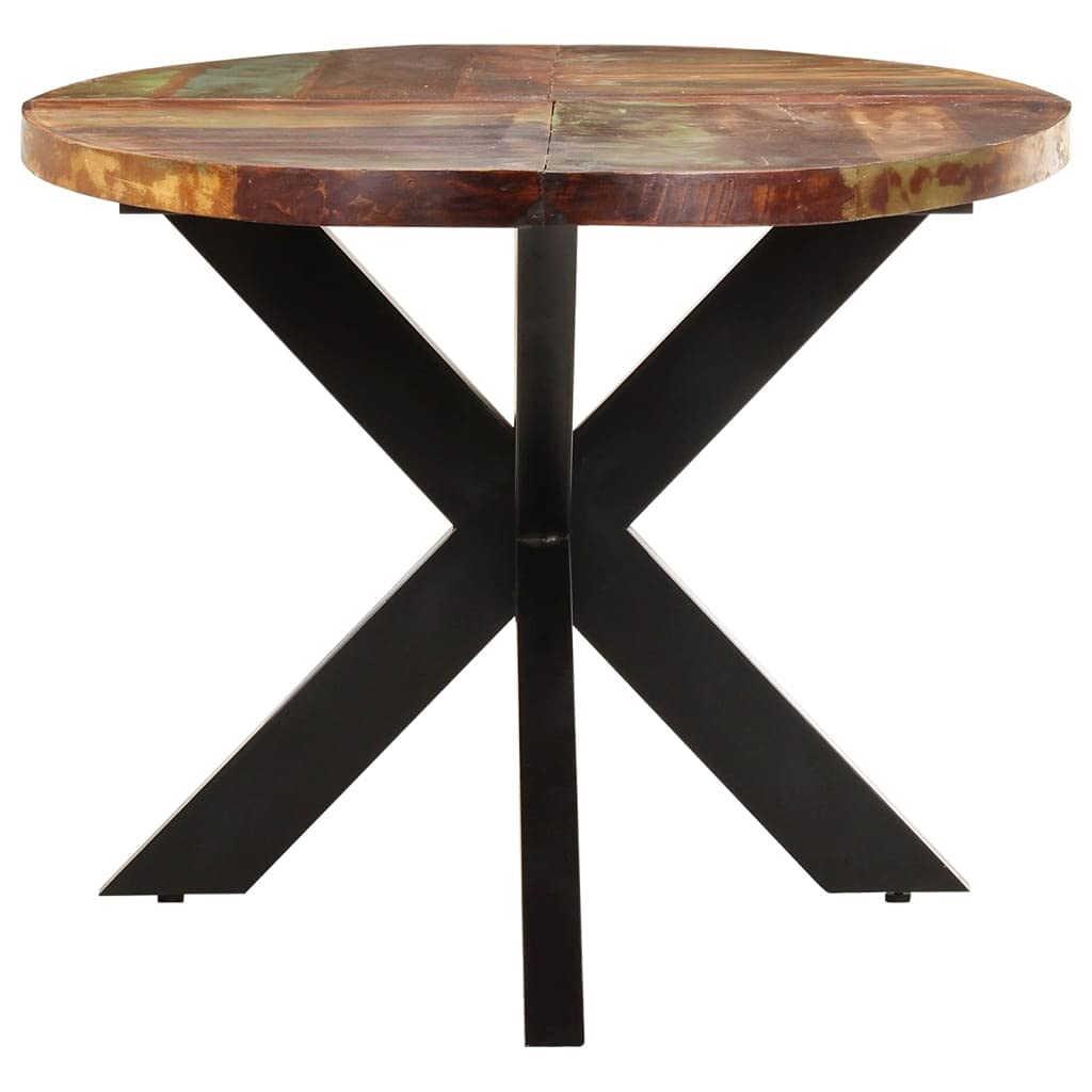 vidaXL Oval Dining Table in Solid Reclaimed Wood - Handmade, Eco-Friendly, with Sturdy Tabletop and Powder-Coated Steel